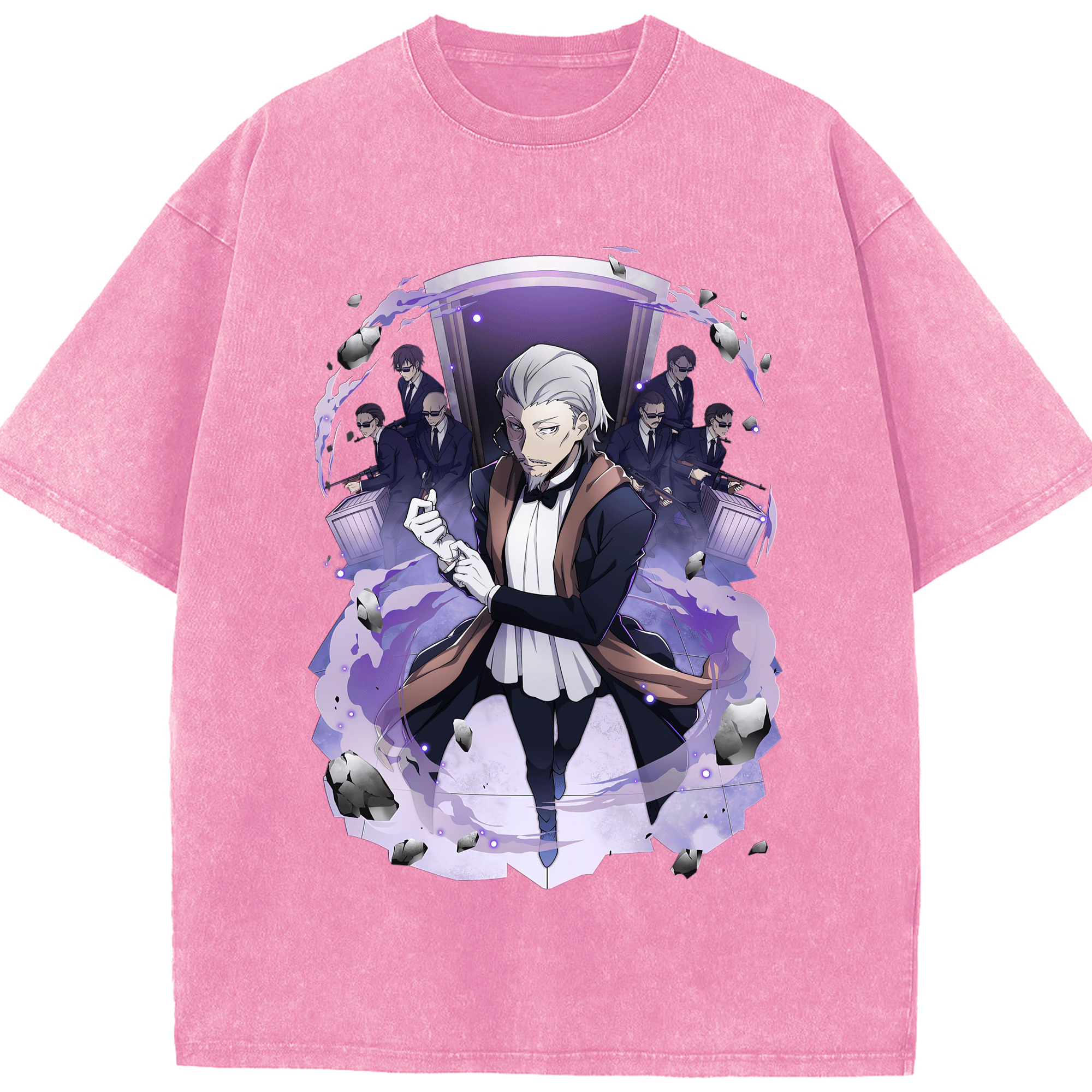 （画像用） 文豪ストレイドッグス Bungo Stray Dogs 綿100% ヴィンテージ風 半袖Tシャツ（フロントプリント）